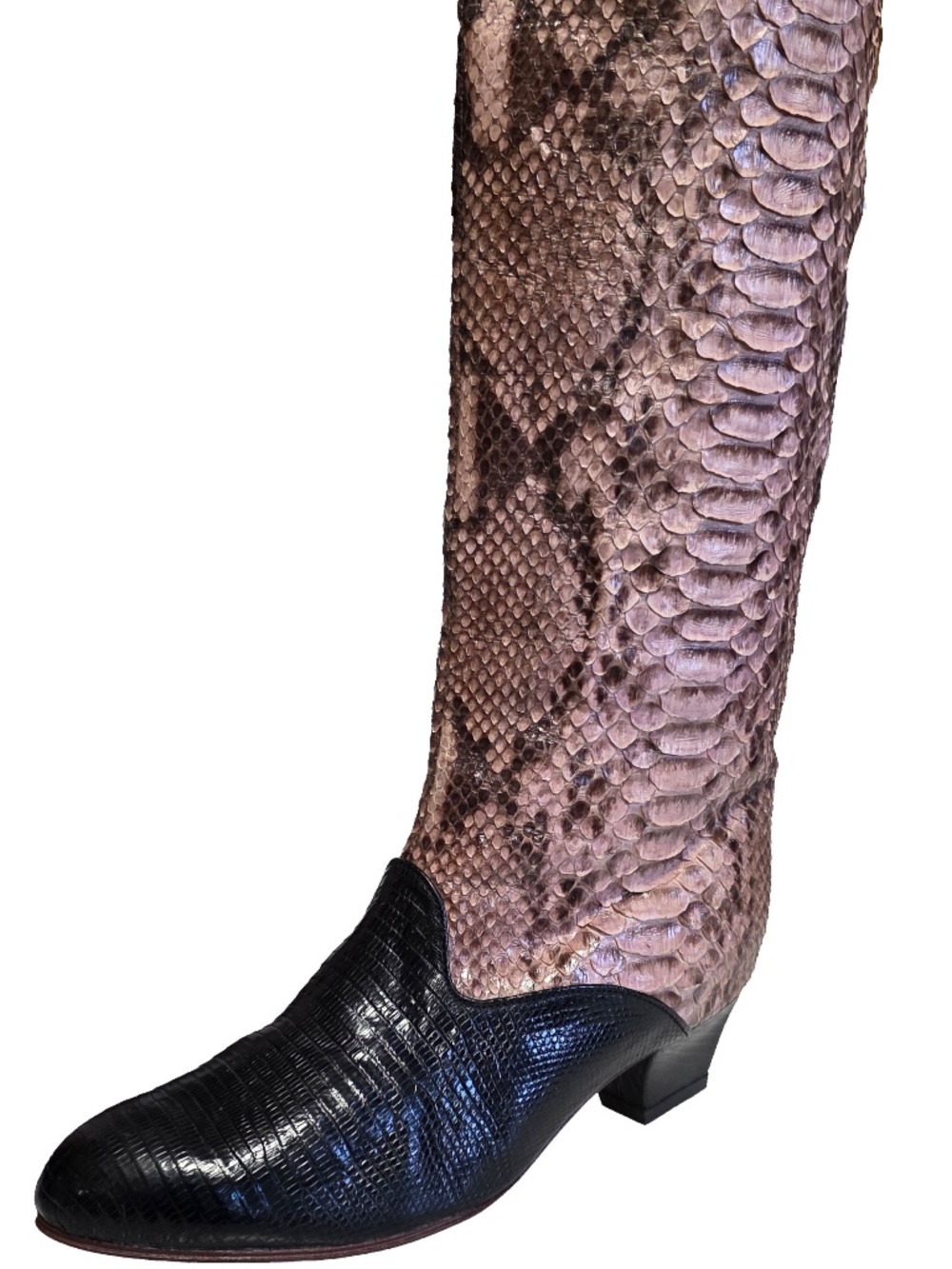 Genuine Python Snake Skin and Lizard Skin Leather Boots